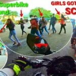 Chicas guapas están extremadamente asustadas por el sonido de Superbike |  Debe ver las reacciones de las chicas |  Piloto Z900
