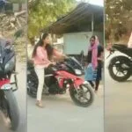 Niña india en una superbici |  Marca de Yamaha