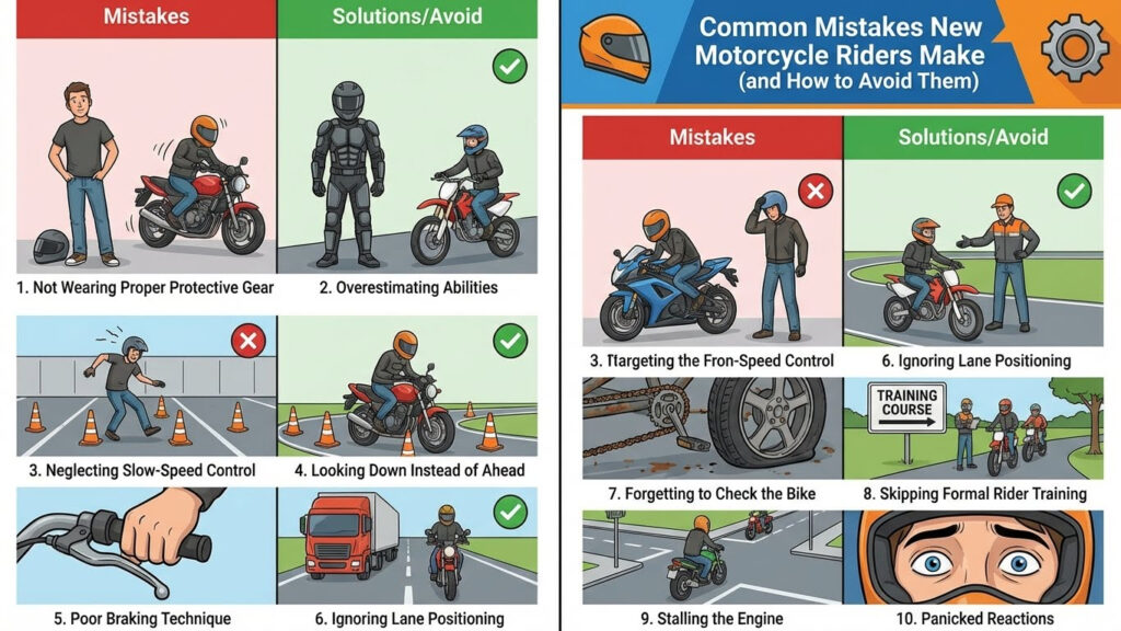 Errores de nuevos motociclistas: cómo evitarlos 1 Diez errores comunes que cometen los nuevos motociclistas (y cómo evitarlos)