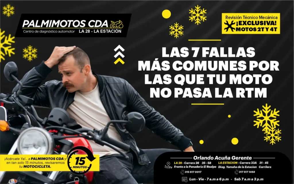 7 fallas comunes que impiden que tu moto pase la RTM 1 Las 7 fallas más comunes por las que tu moto no pasa la RTM