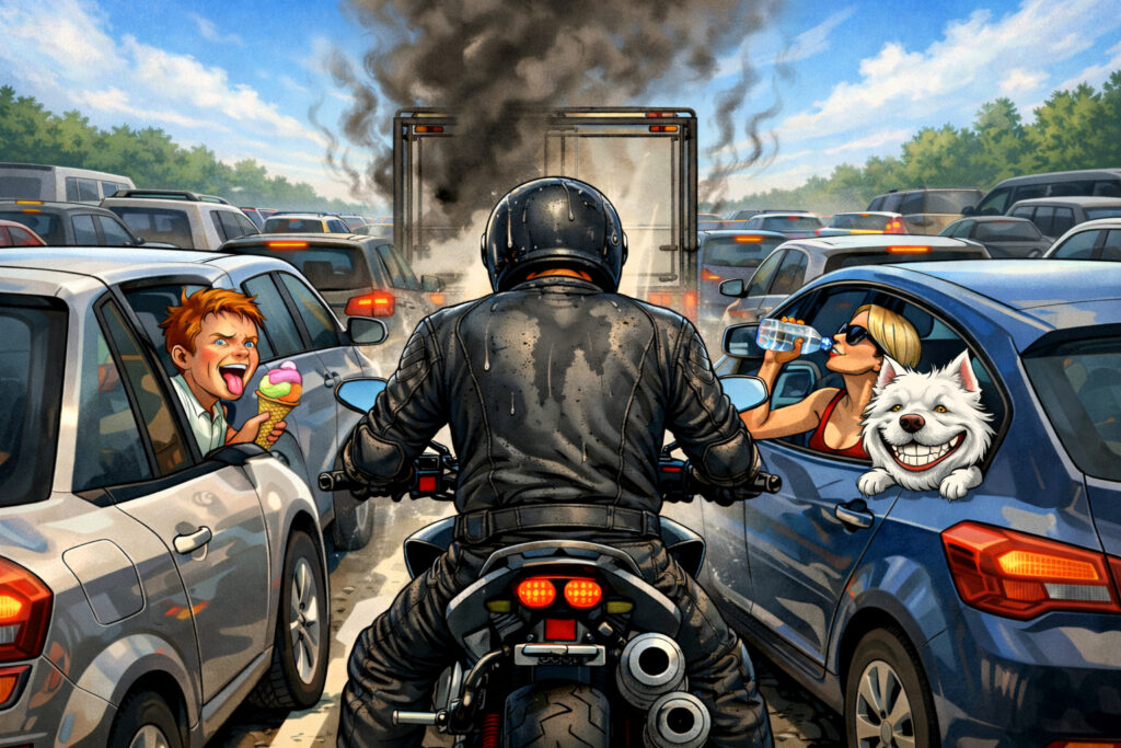 Motocicletas en Atascos: ¿Filtrar o Esperar? 1 Motocicleta en un atasco: ¿deambular o esperar?